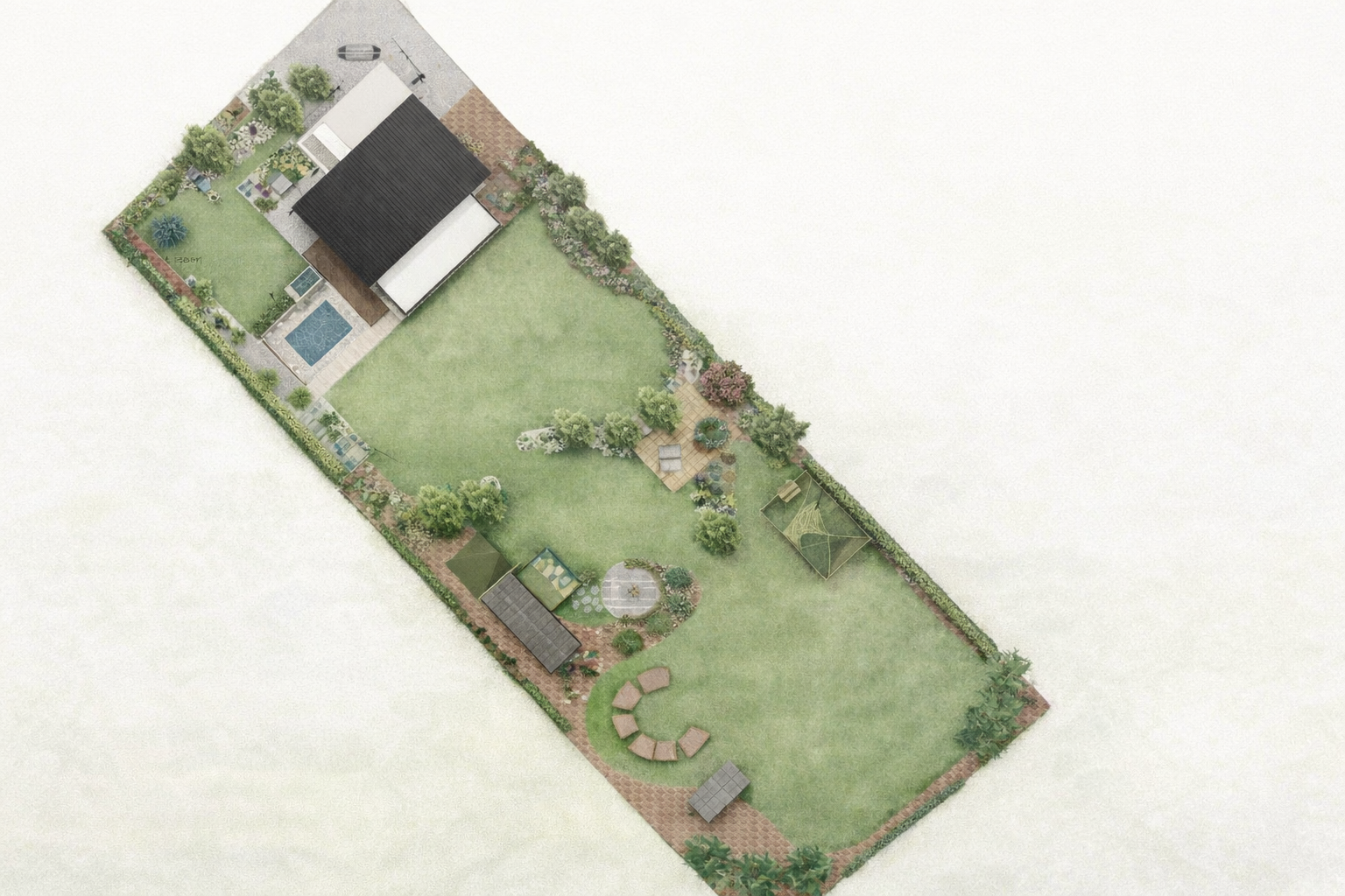 projekt zagospodarowania dużego ogrodu przy domu jednorodzinnym