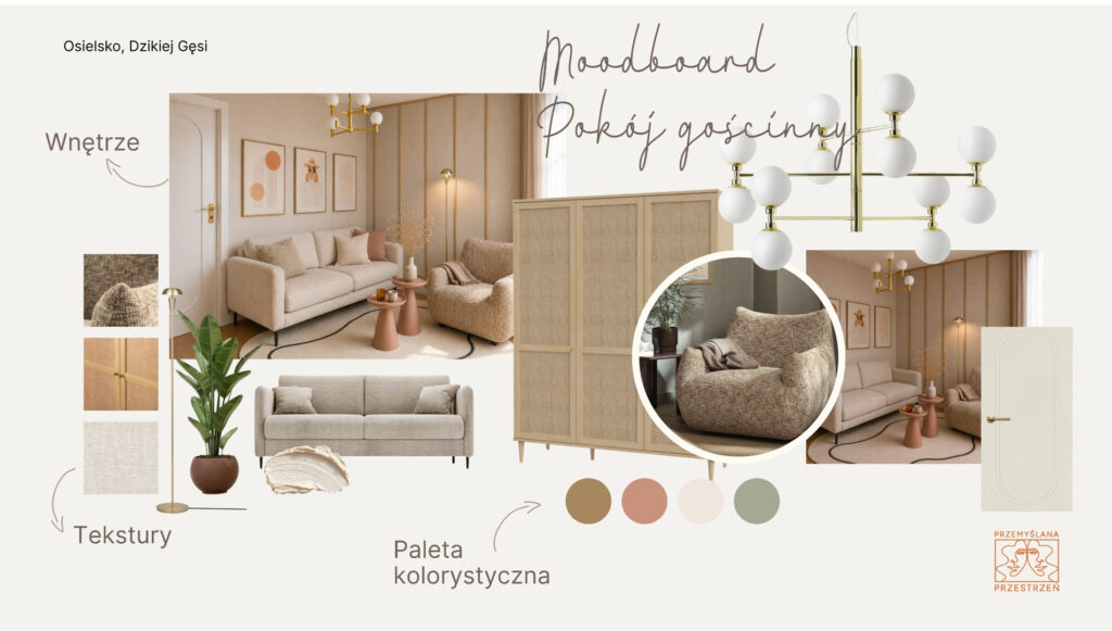 Moodboard mieszkania w Osielsku w ciepłym stylu japandi